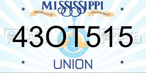 43OT515 Mississippi License Plate