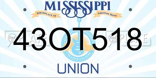 43OT518 Mississippi License Plate