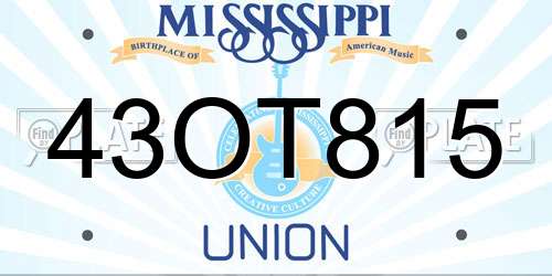 43OT815 Mississippi License Plate