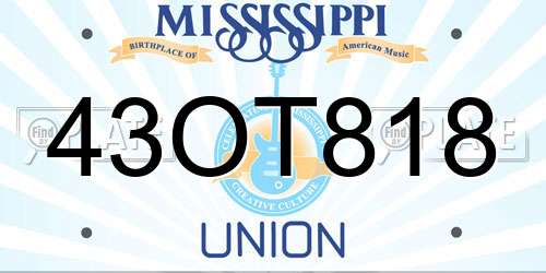 43OT818 Mississippi License Plate