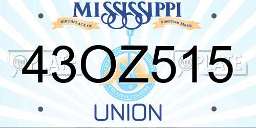 43OZ515 Mississippi License Plate