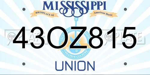 43OZ815 Mississippi License Plate