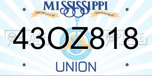 43OZ818 Mississippi License Plate
