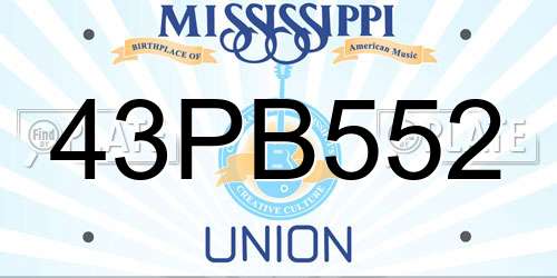 43PB552 Mississippi License Plate