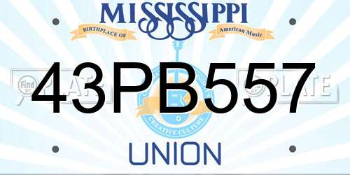 43PB557 Mississippi License Plate