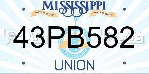 43PB582 Mississippi License Plate