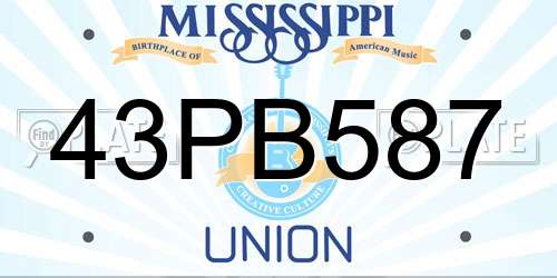 43PB587 Mississippi License Plate