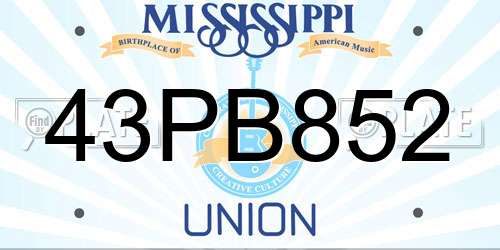 43PB852 Mississippi License Plate