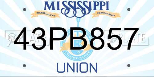 43PB857 Mississippi License Plate