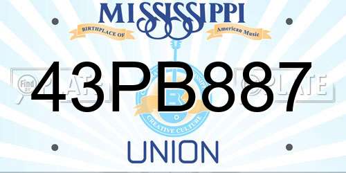 43PB887 Mississippi License Plate