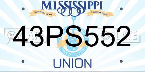 43PS552 Mississippi License Plate