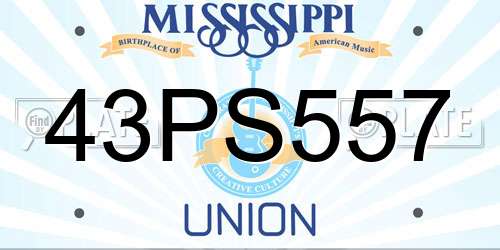 43PS557 Mississippi License Plate