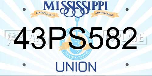 43PS582 Mississippi License Plate
