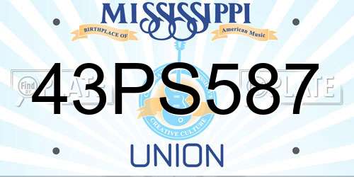 43PS587 Mississippi License Plate