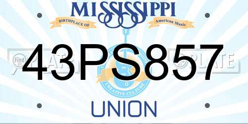 43PS857 Mississippi License Plate