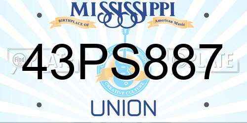 43PS887 Mississippi License Plate