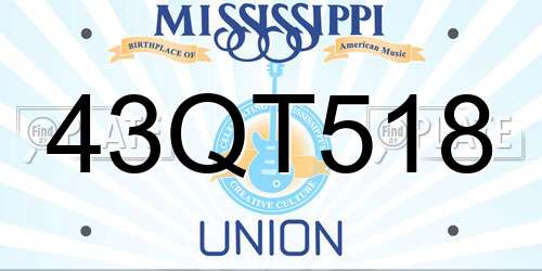 43QT518 Mississippi License Plate