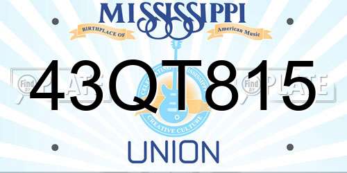 43QT815 Mississippi License Plate