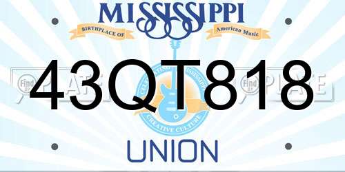 43QT818 Mississippi License Plate