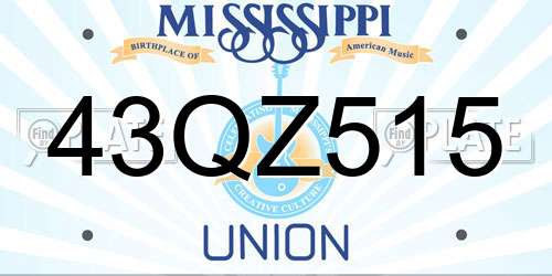 43QZ515 Mississippi License Plate
