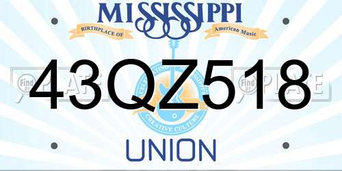 43QZ518 Mississippi License Plate
