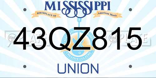 43QZ815 Mississippi License Plate