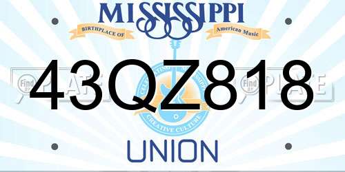 43QZ818 Mississippi License Plate