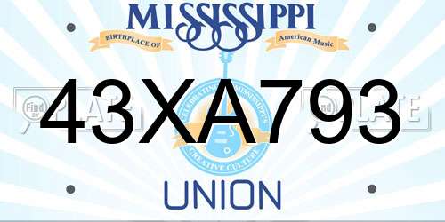 43XA793 Mississippi License Plate