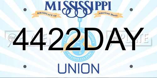 4422DAY Mississippi License Plate