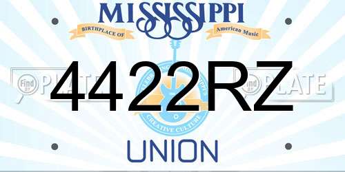 4422RZ Mississippi License Plate