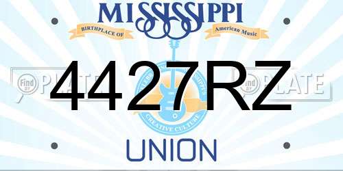 4427RZ Mississippi License Plate
