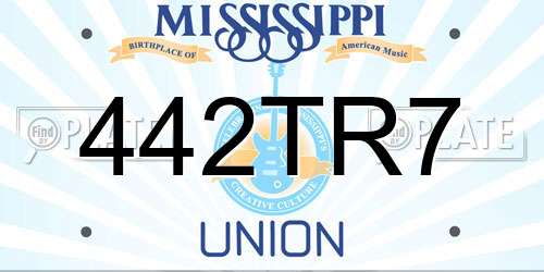 442TR7 Mississippi License Plate