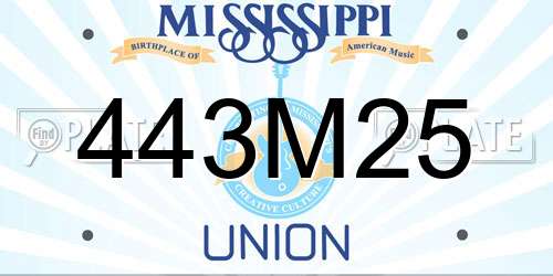 443M25 Mississippi License Plate