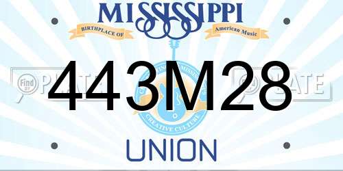 443M28 Mississippi License Plate