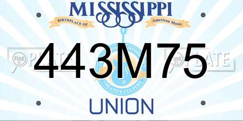 443M75 Mississippi License Plate