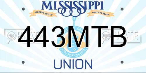 443MTB Mississippi License Plate