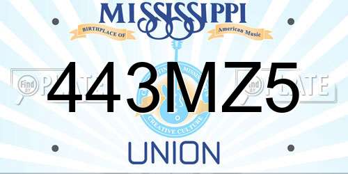 443MZ5 Mississippi License Plate