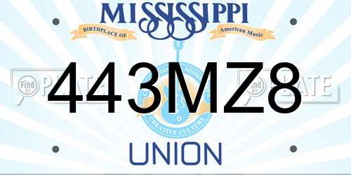 443MZ8 Mississippi License Plate