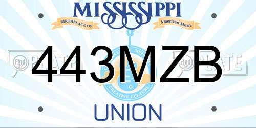 443MZB Mississippi License Plate