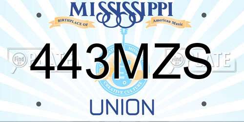 443MZS Mississippi License Plate