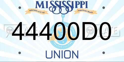 44400D0 Mississippi License Plate