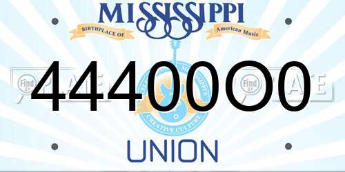 44400O0 Mississippi License Plate