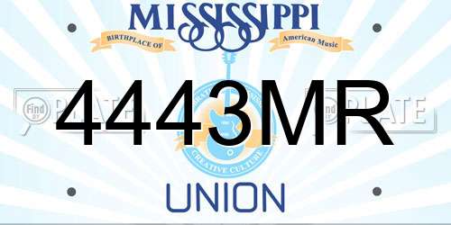 4443MR Mississippi License Plate