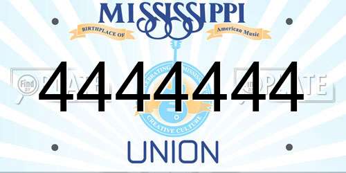 4444444 Mississippi License Plate