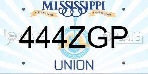 444ZGP Mississippi License Plate