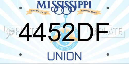 4452DF Mississippi License Plate