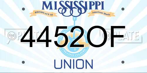 4452OF Mississippi License Plate