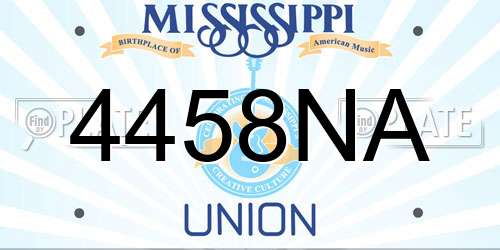 4458NA Mississippi License Plate