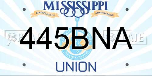 445BNA Mississippi License Plate