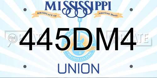 445DM4 Mississippi License Plate